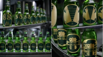 为了拍摄这部啤酒广告，他们把一千四百四十个瓶子做成了“手翻书”