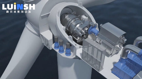风电发电机三维工业动画 （C4D三维动画）