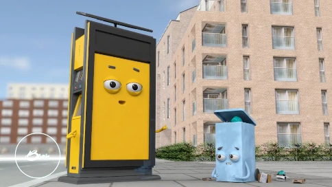 环保垃圾箱三维角色动画