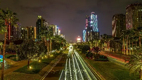 城市地標(biāo)夜景延時(shí)攝影