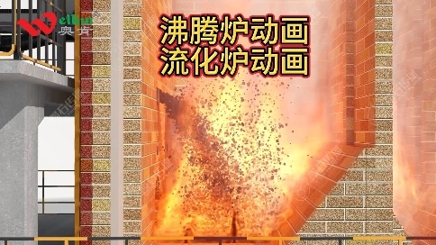 沸腾炉工艺动画：环保脱硫脱硝工艺，绿色生产流程演示