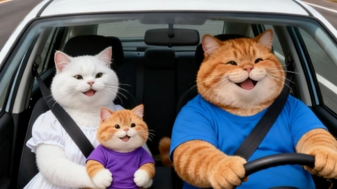 胖橘一家遭遇横风，危急时刻，好心的大车司机们为其挡住横风